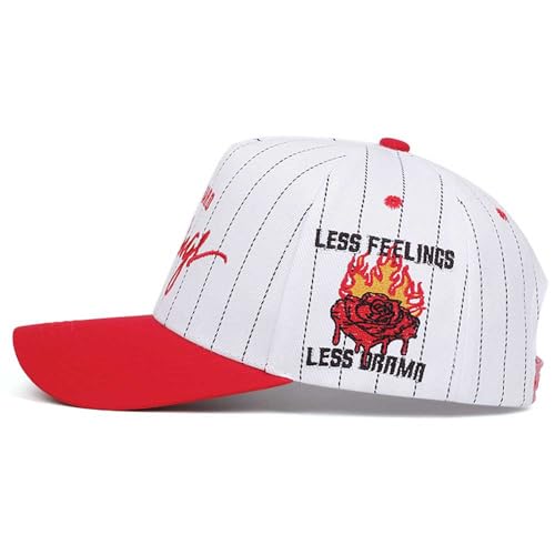 No Hard Feelings Snapback Cap Striped Trucker Hat - color: White