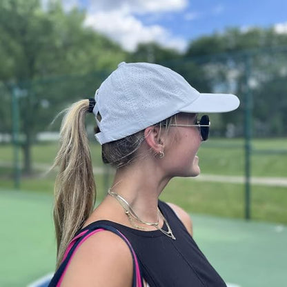 Women Criss Cross Ponytail Hat Mesh Quick Drying Baseball Cap High Messy Bun Ponycap Lightweight Outdoor Sports Hat - color: New White