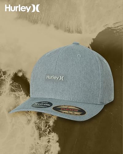Hurley Mens Baseball Cap - Lightweight H2O-DRI Breathable Moisture Wicking Curved Brim Fitted Hats for Men - color: Grey Heather, size: Large-X-Large