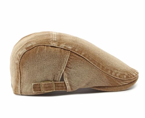 Cotton Newsboy Cap,Breathable Ivy Gatsby Cabbie Beret Hat for Men's Women Driving Hunting Golf - color: Denim Khaki