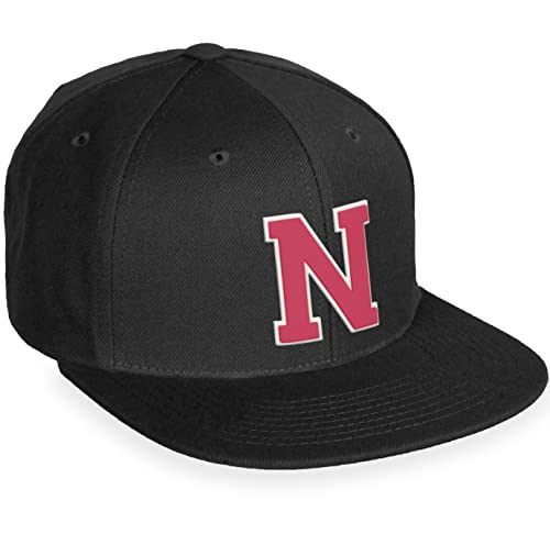 Daxton Classic Snapback White Rose A to Z Letters Flat Bill Visor Cap - color: Black, style: Letter N