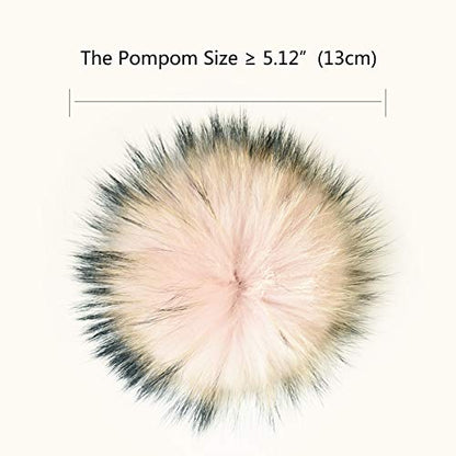 Women's Knitted Angora Wool Hat for Autumn and Winter Warm and Stylish with Rolled Brim and Slanted Rhinestones Cap - color: Logo-pink&pink Fur Pompom