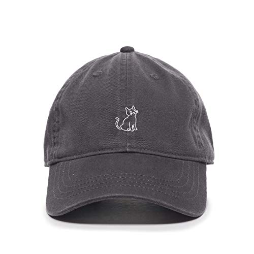 Cat Baseball Cap Embroidered Cotton Adjustable Dad Hat - color: Charcoal