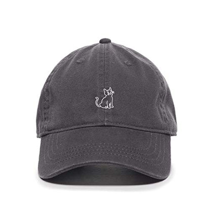 Cat Baseball Cap Embroidered Cotton Adjustable Dad Hat - color: Charcoal