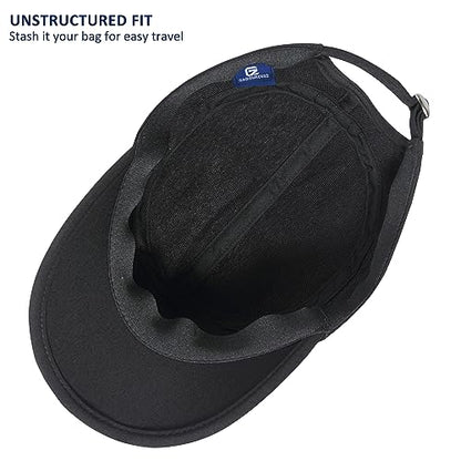 GADIEMKENSD Stretch Army Cap Cadet Military Hats Flat Top Baseball Cap Short Bill Breathable - color: Black