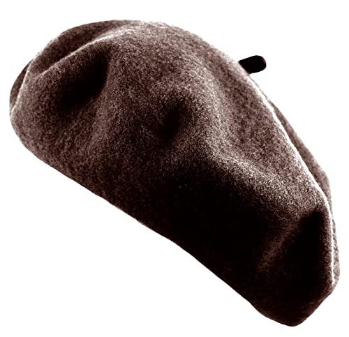 Women's French Beret Hat Solid Color Plain Wool Classic Traditional Artist Cap - color: Coffee