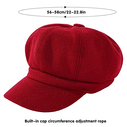 Newsboy Caps for Women Classic Beret Hats Autumn Winter Cap - color: Red