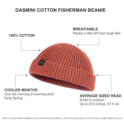 Fisherman Beanie Hats for Men Women,Knit Trawler Skull Cap,Watch Cap,Spring Fall Winter Warm Short Hats - color: (Cotton)-rust-m