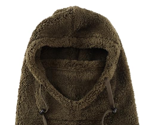 Connectyle Balaclava Hood Winter Hat for Men & Women Windproof One-Piece Fleece Hooded Scarf Ski Mask Cold Weather Hat - color: Army Green