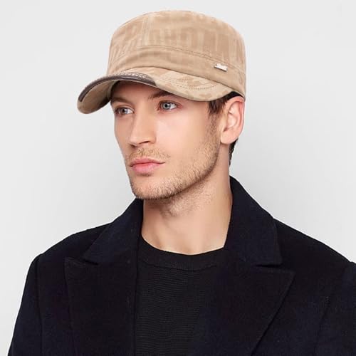Cadet Hat Flat Top Hats Army Military Caps for Men Women - color: Beige C