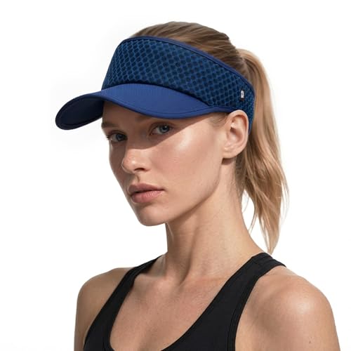 Breathable Mesh Sun Visor Lightweight Sport Hat for Men Women - color: Navy Blue