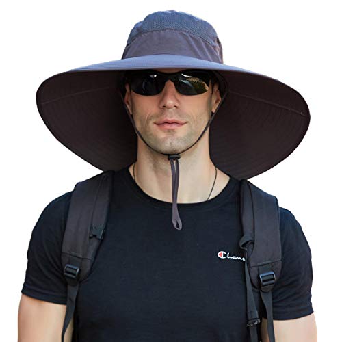 Leotruny Super Wide Brim Bucket Hat UPF50+ Waterproof Sun Hat for Fishing - color: C02-dark Gray