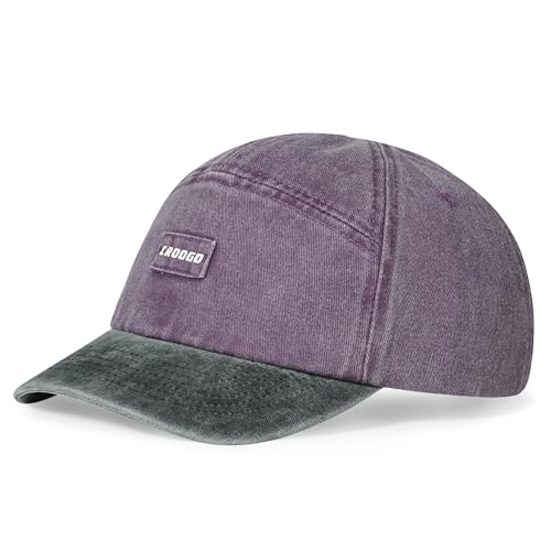 Croogo Short Brim Baseball Cap Vintage Washed Cotton Low Profile Hats - color: Purple