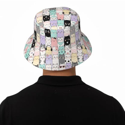 Bucket Hat Unisex for Men Women Cute Funny Fashion Fishing Hat Trippy Art Casual Fisherman Cap - color: Anime Cat1