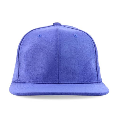 Trendy Apparel Shop Plain Suede Flat Bill Snapback Cap - color: Royal