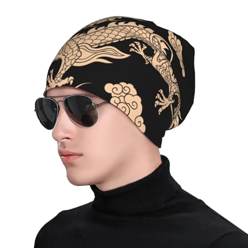 Beanie Hat for Men Women Slouchy Beanie Skull Sleep Cap Soft Lightweight Chemo Hat Stretch Cancer Headwear - color: Dragon