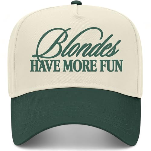 Blondes Have More Fun Vintage Trucker Hat | Funny Premium Snapback Baseball Hat for Men & Women - color: Green/Natural