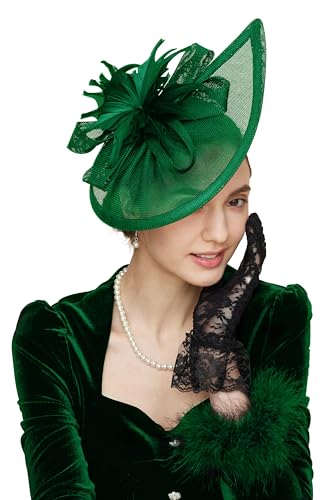 Gionforsy Fascinator Hats for Women Flower Tea Party Hats Pillbox Hat - color: Green