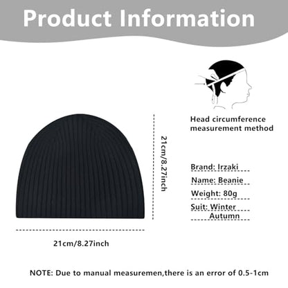Skull Cap Beanie for Men and Women Warm Winter Hats Knit Beanie Toque for Daily Use - color: Black