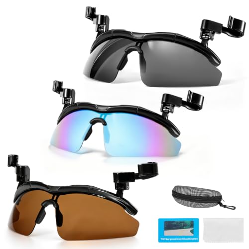 DEECOZY Outdoor Polarized Sunglasses, Fishing Cycling Traveling Flip Cover UV Protection Sunglasses That Can Clip on the Cap - color: Black+blue+brown