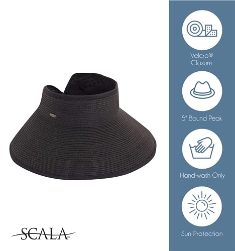 Scala Women's Packable Paper Braid Visor - color: Brown/Natural