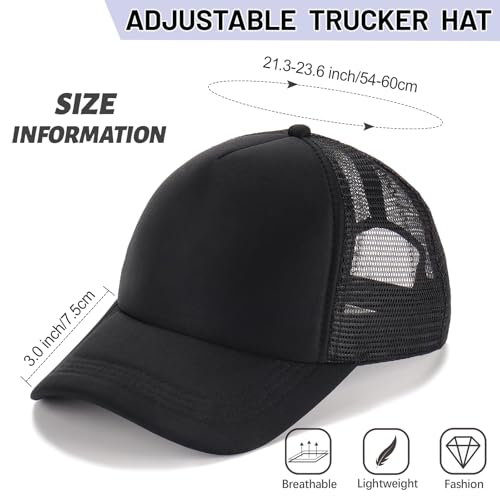 Ultrafun 10 Pack Trucker Hat Mesh Sublimation Blank Hats Adjustable Baseball Caps Hats for Men Women - color: Black