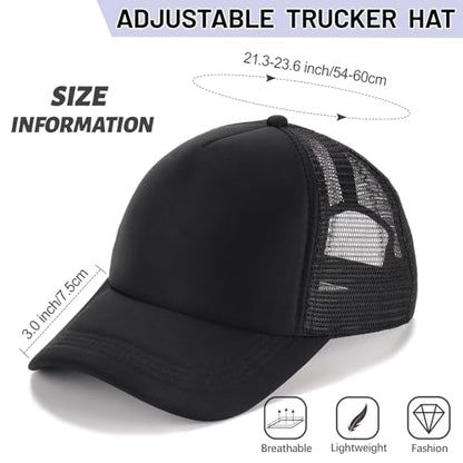 Ultrafun 10 Pack Trucker Hat Mesh Sublimation Blank Hats Adjustable Baseball Caps Hats for Men Women - color: Black
