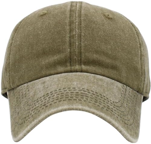 KBETHOS Classic Unisex Cotton Adjustable Low Crown Baseball Cap – Plain Dad Hat - color: Olive Pigment Dyed (1 Pack)