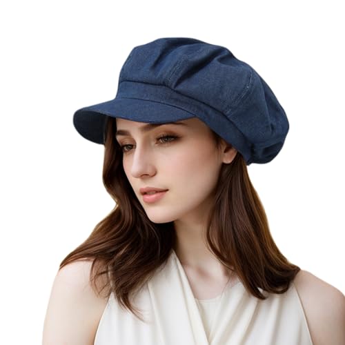 Newsboy Hats for Women -100% Cotton Womens Newsboy Cap Vintage Cabbie Hat - Pageboy Hats for Women Girls Ladies Gift - color: Denim