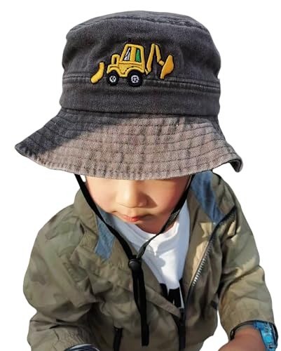 Excavator Toddler Baby Bucket Hats for Kids UV Protection Beach Hat Kids Camping Fishing Hat for Boy 2-8 Years - color: Coffee