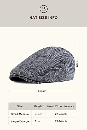 BABEYOND Men's Flat Cap Newsboy Hats Herringbone Tweed Cabbie Hats for Men 1920s Ivy Irish Driving Hats Gatsby Hat - color: Gray, size: Small-Medium