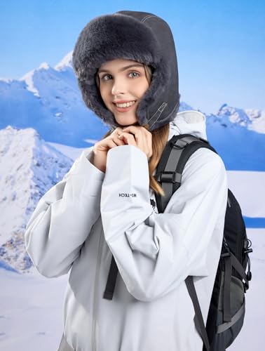 Women Winter Trapper Hat Ushanka Warm Sherpa Beanie Knit Ear Flap - color: Grey