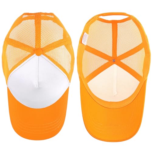Falari 5-Panel Mesh Baseball Cap, Trucker Hat, Structured Plain Design, Cotton, Adjustable Size - color: 1pk Gold