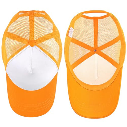 Falari 12 Pack Bulk Wholesale Mesh Trucker Hats 5 Panel and 6 Panel Baseball Caps for Men and Women - color: 5 Panel - Gold