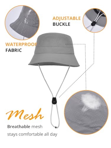 Summer Bucket Hats for Woman Lightweight Foldable Adjustable Fishing Hiking Outdoor Sun Hat UV Protection Quick Dry - color: Khaki