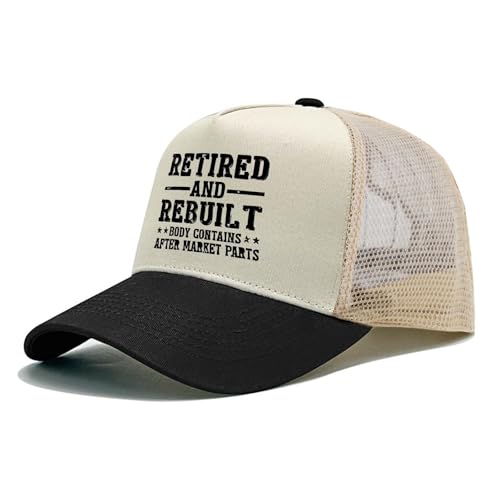 Retired and Rebuilt Hip Knee Replacement Parts Hat Men Dad Hats Funny Birthday Gifts for Women - color: Allblack-4
