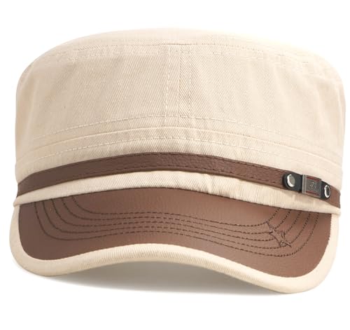 Army Cadet Cap for Men Women Military Flat Top Cap Baseball Caps - color: Star Khaki