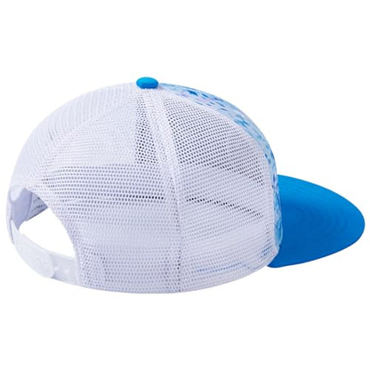BASSDASH Flat Brim Trucker Cap Adjustable Snapback Hat Mesh Back for Men Women - color: Blue Ink Camo