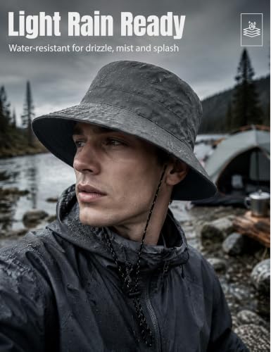 Durio Bucket Hat for Men Women, Waterproof Rain Sun Hat for Outdoor Travel - color: Grey