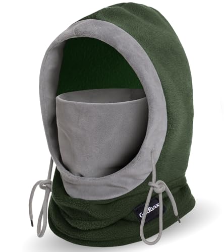 Balaclava Winter Face Mask Windproof Fleece Ski Mask Cold Weather Neck and Face Warmer for Men and Women - color: Army Green