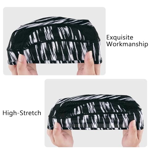 MELASA Cooling Skull Cap Breathable Mesh Sweat Control Helmet Liner for Men - color: Black&lightning White