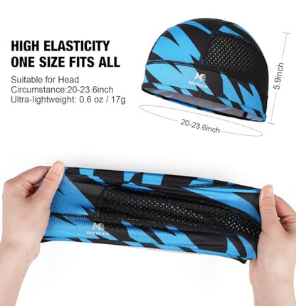 MELASA Cooling Skull Cap Breathable Sweat-Wicking Under Helmet - color: Blue Black Stripe