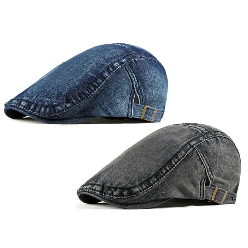 2 Pack Men's Plaid Cotton Flat Newsboy Ivy Cabbie Golf Gatsby Cap Hat - color: 608bb