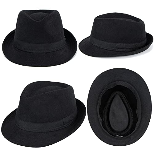Unisex Classic Fedora Hat Men Women Manhattan 1920s Short-Brim Jazz Hats - color: Black/Broadband