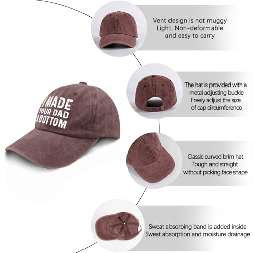 I Made Your Dad A Bottom Hat for Men Funny Dad Hat Funny Gifts for Men - color: Wine Red