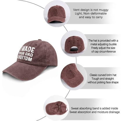 I Made Your Dad A Bottom Hat for Men Funny Dad Hat Funny Gifts for Men - color: Wine Red
