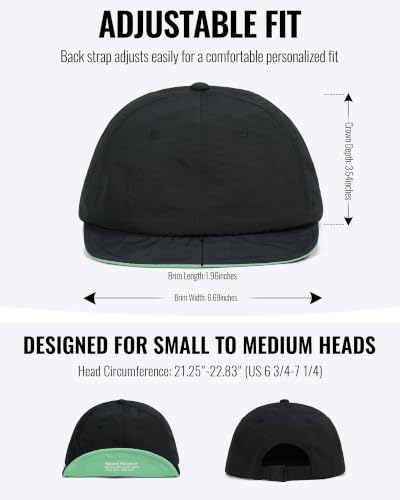 CLAPE Color-Block Short Brim Cap, Quick Dry Lightweight Outdoor Hat - color: Bs26sb08-black&mint