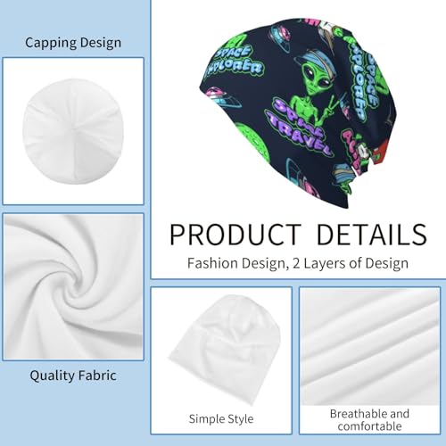 Beanie Hat for Men Women Slouchy Beanie Skull Sleep Cap Soft Lightweight Chemo Hat Stretch Cancer Headwear - color: Alien