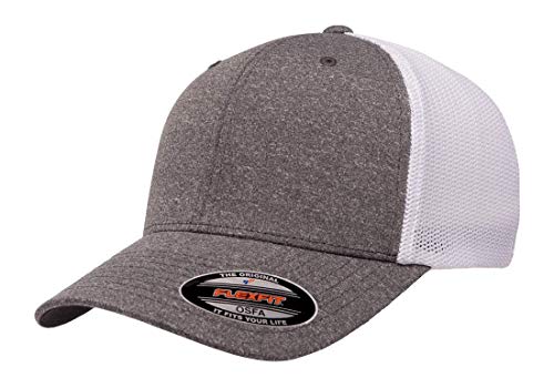Flexfit 110 Mesh Cap One Size - color: 2pk Dark Heather/Charcoal & Dark Heather/White, size: Large