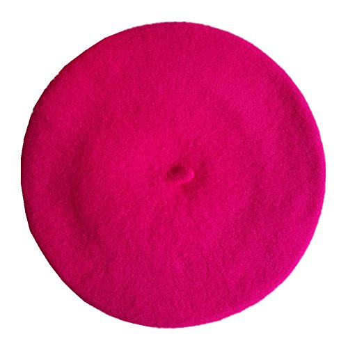 Kids Girls Boys Solid Color Classic French Style Beret Beanie Hat - color: Rose Red